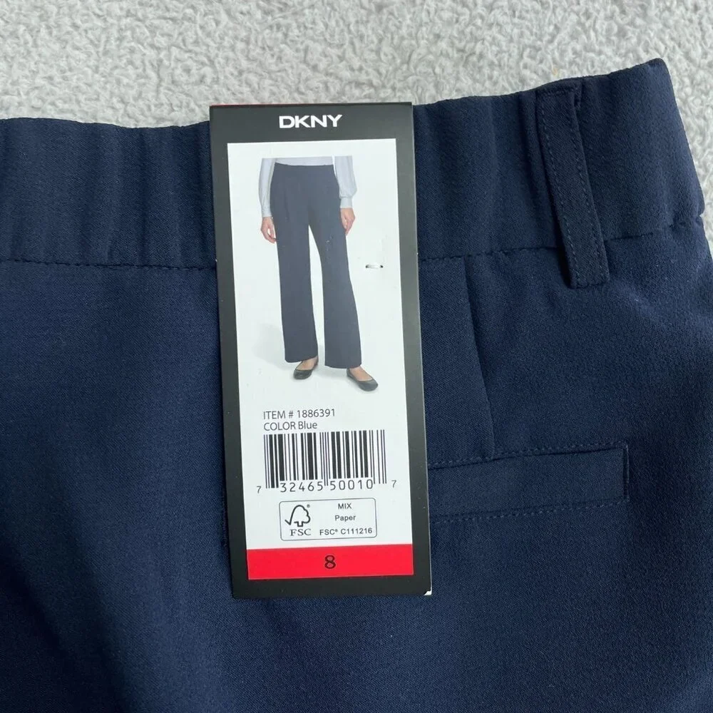 DKNY Womens Navy Blue Wide-Leg Trousers Size 8  L1146 - Picture 5 of 11